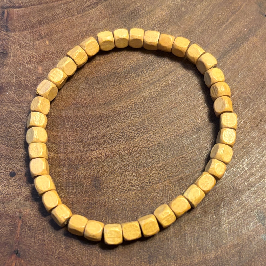Natural Wood Cube Beaded Bracelet